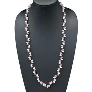 Premier Designs Long
Necklace 30" Frosted Pink
Rose Quartz Glass Crystal Signed